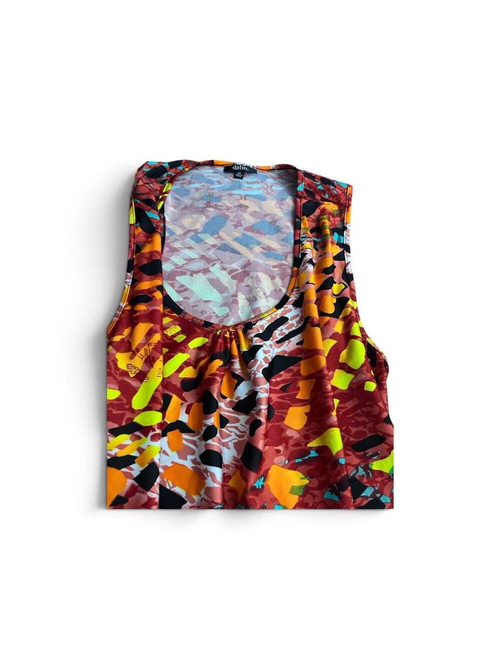 dalin. Abstract Print Sleeveless Tunic Dress Colorful Multi